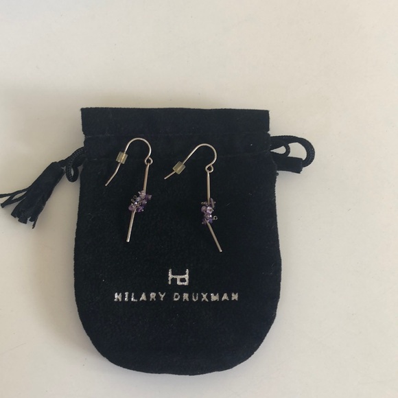 Beautiful earrings; amazing price!  Amethyst & silver dangle earrings - Picture 2 of 6